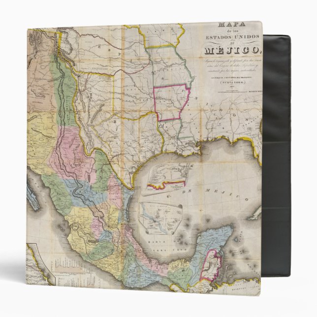 Mapa de los Estados Unidos De Mejico 3 Ring Binder (Front/Inside)