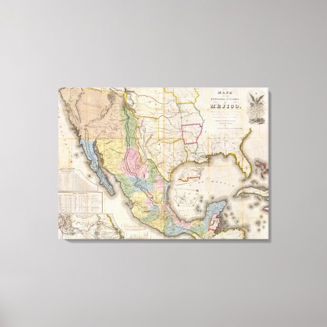 Mapa de los Estados Unidos De Mejico Canvas Print (Front)
