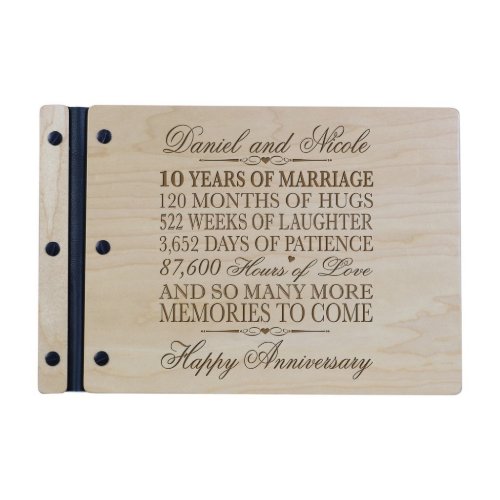 Maple 10 Year Wedding Anniversary Guest Book