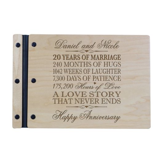 Maple 20 Year Wedding Anniversary Guest Book (Front)