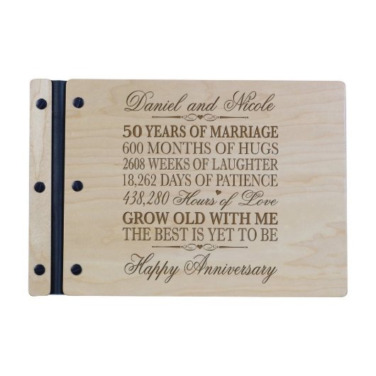 Maple 50 Year Wedding Anniversary Guest Book (Front)