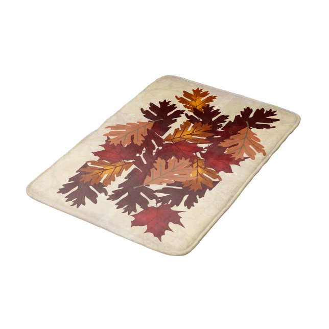 Maple and Oak Foliage Leaves Autumn Colors Bath Mat (Angled)
