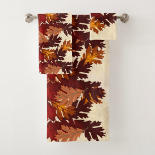 Maple and Oak Foliage Leaves Autumn Colors Bath Towel Set