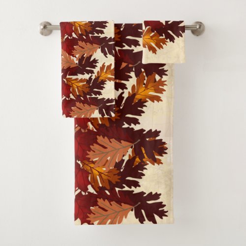 Maple and Oak Foliage Leaves Autumn Colors Bath Towel Set