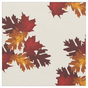Maple and Oak Foliage Leaves Autumn Colors Fabric