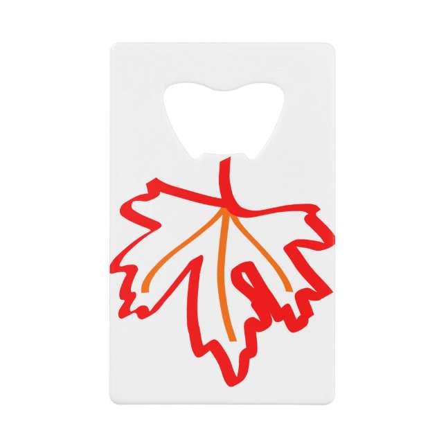 Maple Autumn Fall Leaf Orange Red Credit Card Bottle Opener (Front)