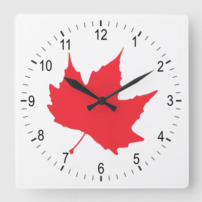Maple autumn leaf square wall clock (Front)