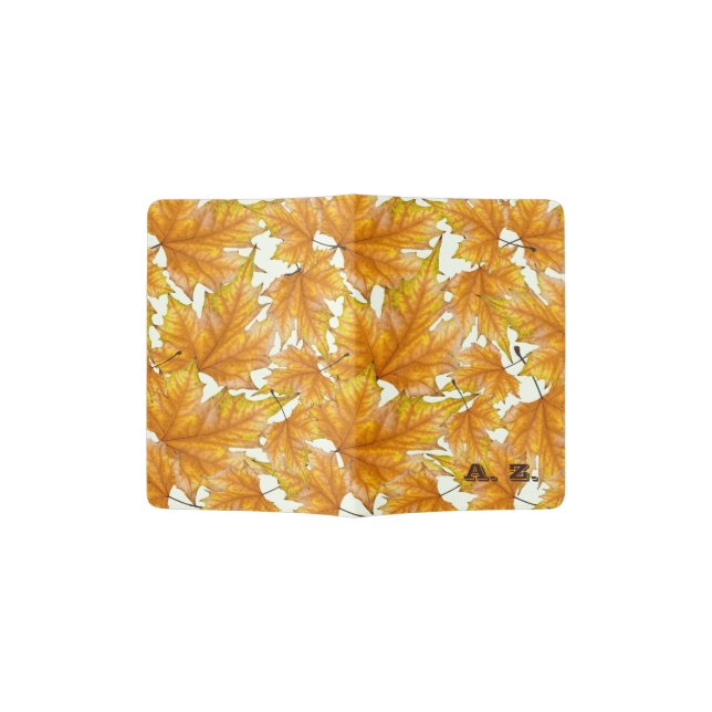 Maple autumn leaves passport holder (Opened)