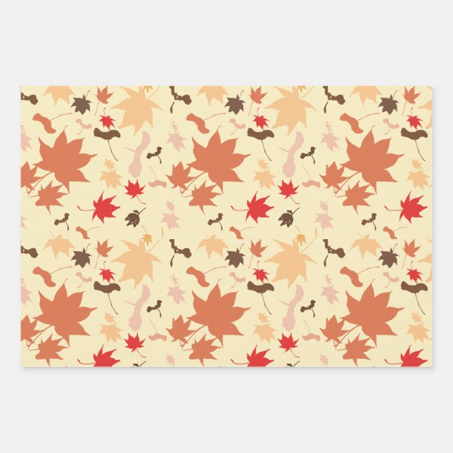 Maple autumn leaves wrapping paper sheets (Front)