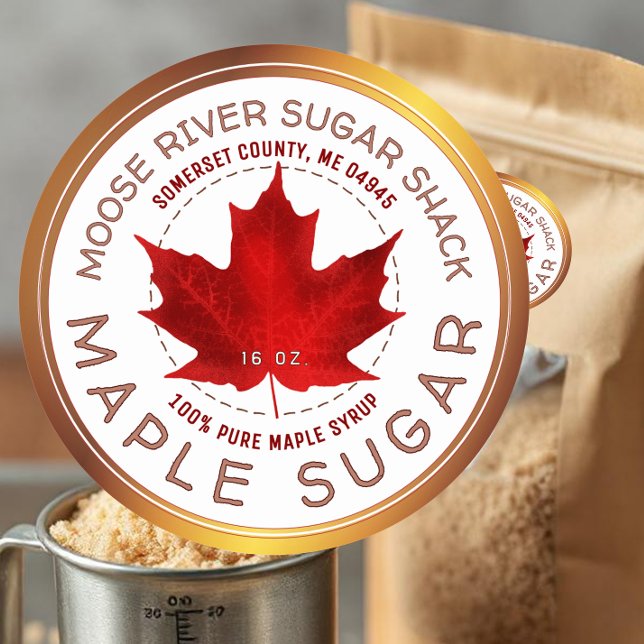 Maple Candy Copper Border Red Sugar Maple Leaf Classic Round Sticker (Creator Uploaded)