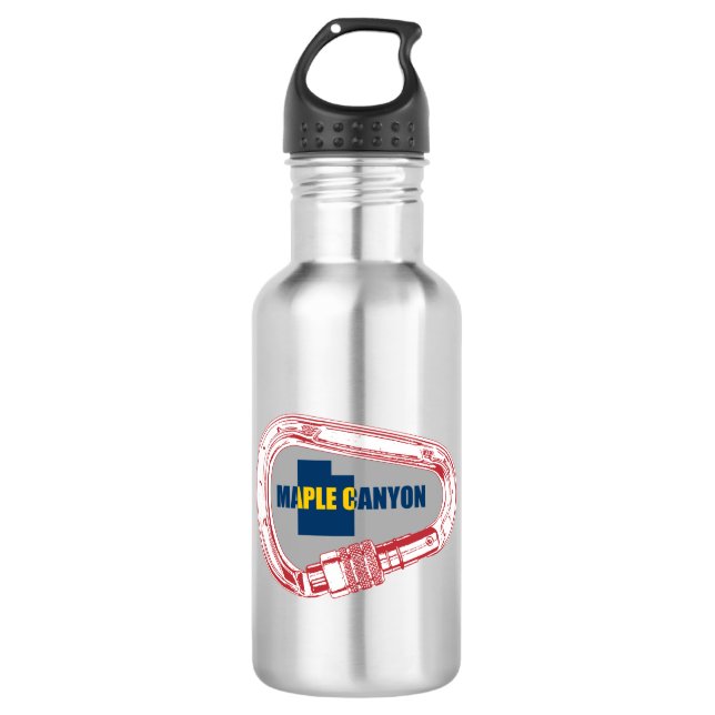 Maple Canyon Climbing Carabiner Stainless Steel Water Bottle (Front)