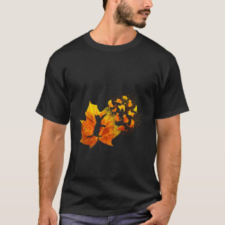 Maple Cat Leaf Fall Hello Autumn Funny Cat Kitten T-Shirt