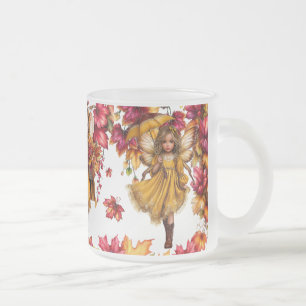 Maple Clan Fairies – Autumn Tapestry Forest Scene Frosted Glass Coffee Mug