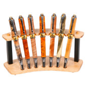 Maple & Ebony Upright 7 Pen Display Stand (Front)