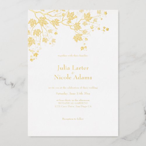 Maple Fall Branch Wedding Foil Invitation