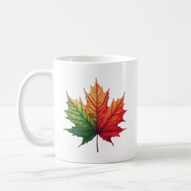 Maple Fall Leaf Classic Ceramic Coffee Mug (Left)