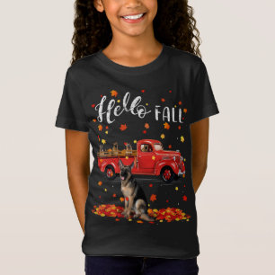 Maple German Shepherd Dog Leaf Fall Autumn Red Tru T-Shirt