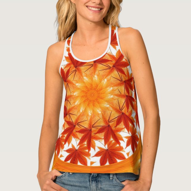 Maple Glow Mandala: Fiery Autumn Tank Top (Front)