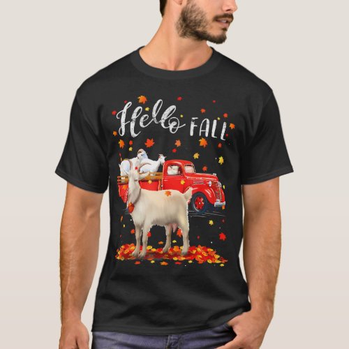 Maple Goat Leaf Fall Autumn Red Truck T_Shirt