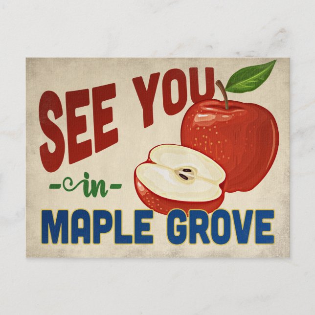 Maple Grove Minnesota Apple - Vintage Travel Postcard (Front)
