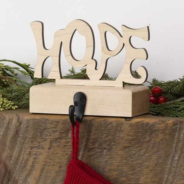 Maple HOPE Wood Christmas Stocking Holder