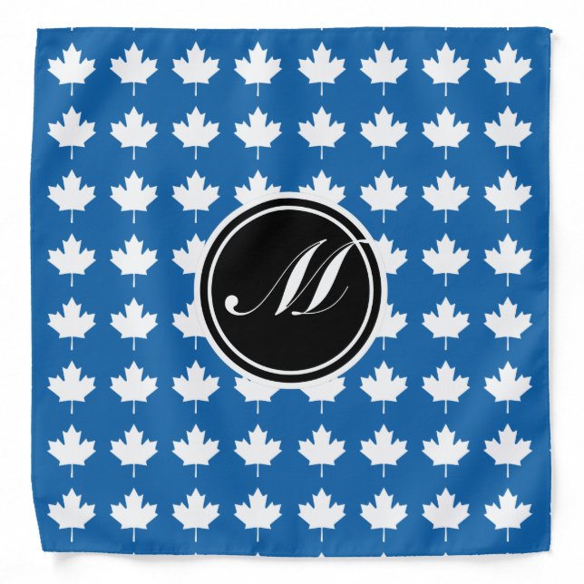 Maple Leaf and Monogram Dazzling Blue Bandana (Front)