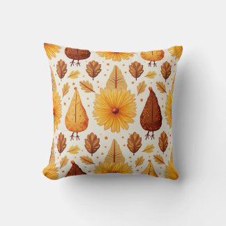 Maple Leaf and Turkey Throw Pillow