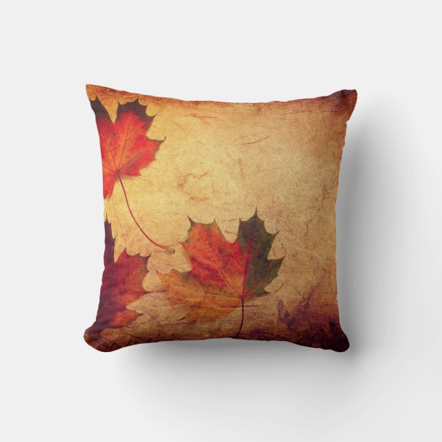 Maple Leaf Autumn Fall Throw Pillow (Front)