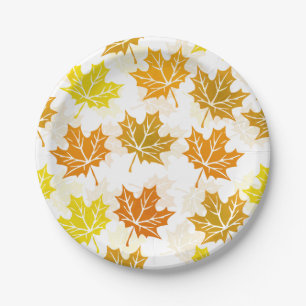 Maple Leaf Autumn Leaves Fall Foliage Thanksgiving Paper Plates