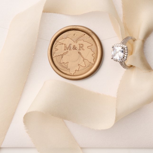 Maple Leaf Autumn Wedding Custom Monogram Wax Seal Stamp (Insitu (Wedding))