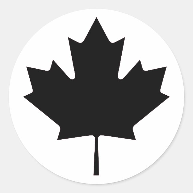 Maple Leaf Black Transp The MUSEUM Zazzle Gifts Classic Round Sticker (Front)