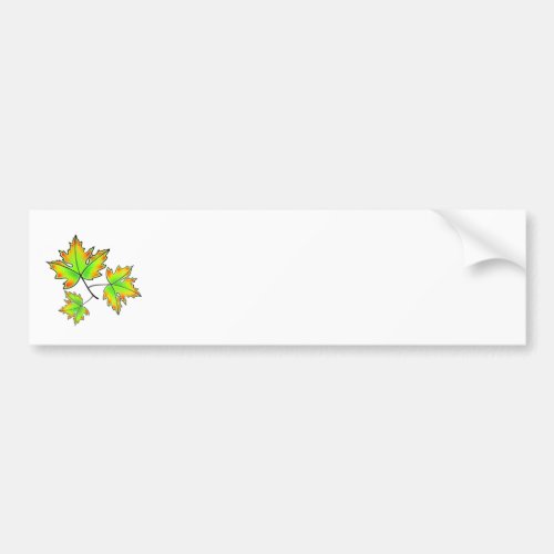 Maple Leaf botanical red orange green leaves Bumper Sticker