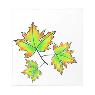 Maple Leaf, botanical, red orange green leaves Notepad