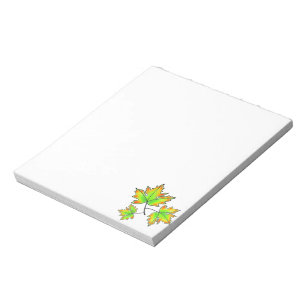 Maple Leaf, botanical, red orange green leaves Notepad