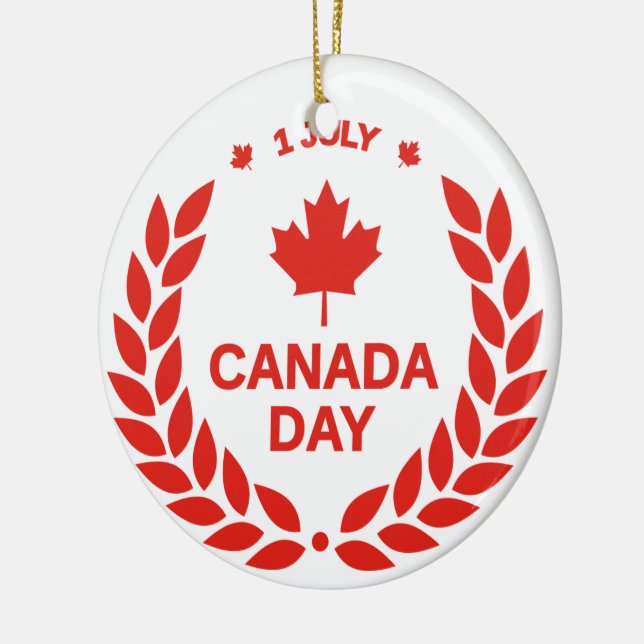 Maple Leaf Canada Day 1s July Celebration Gift  Ceramic Ornament (Left)