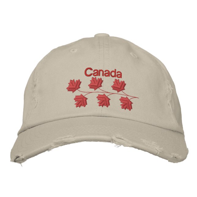 Maple Leaf Canada Embroidered Baseball Hat (Front)