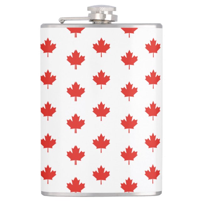 Maple Leaf Canada Flag Emblem Pattern-24105 Flask (Front)