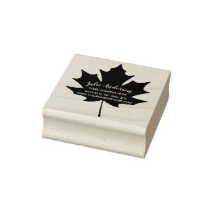 Maple Leaf Canadian Return Address Wood Art Rubber Stamp