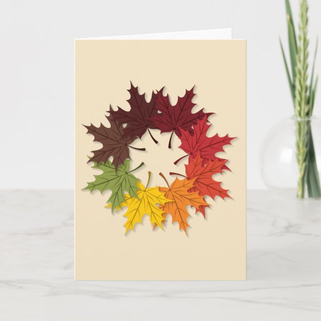 Maple leaf circle holiday card (Front)