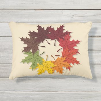 Maple Leaf Circle Outdoor Pillow by LifeOfRileyDesign at Zazzle
