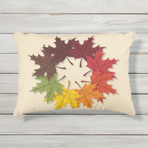 Maple leaf circle outdoor pillow
