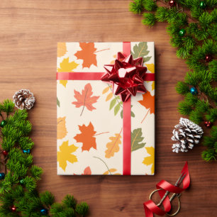 Maple Leaf Cute Nature Thanksgiving Gift Wrapping Paper
