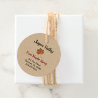 Maple Leaf Cutout Round Maple Syrup Hang Tags