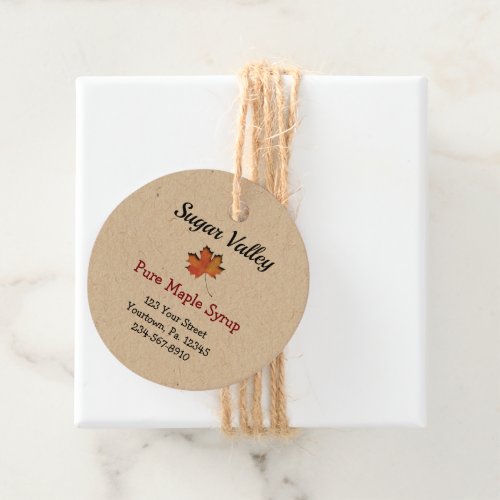 Maple Leaf Cutout Round Maple Syrup Hang Tags