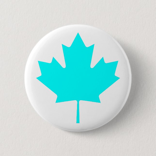 Maple Leaf CyanTransp The MUSEUM Zazzle Gifts Button (Front)