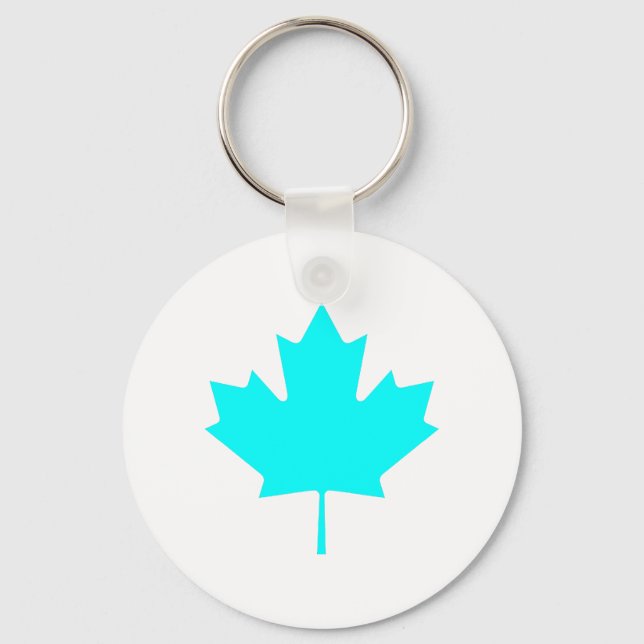 Maple Leaf CyanTransp The MUSEUM Zazzle Gifts Keychain (Front)