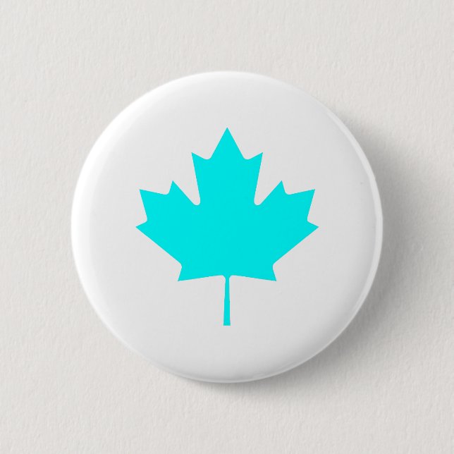 Maple Leaf CyanTransp The MUSEUM Zazzle Gifts Pinback Button (Front)