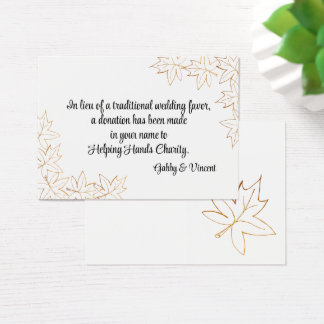 Maple Leaf Edge Fall Wedding Charity Favor Card