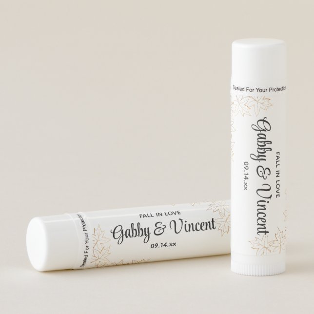 Maple Leaf Edge Fall Wedding Favor Lip Balm (Front)