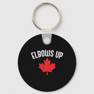 Maple Leaf Elbows Up Canada Funny Canadian Hockey Keychain